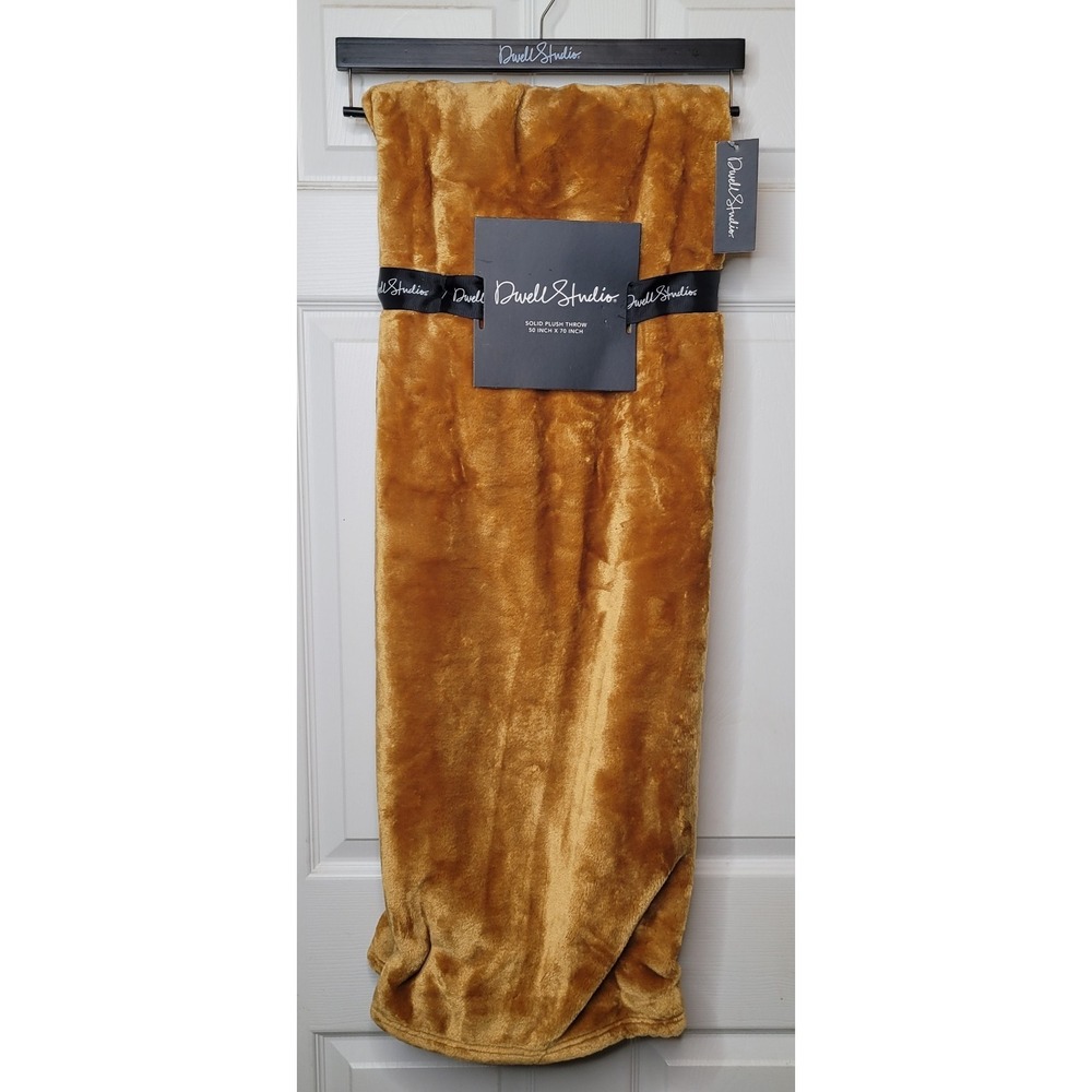 Dwell Studio Blanket Dark Yellow 50" x 70" Solid Plush Throw NEW